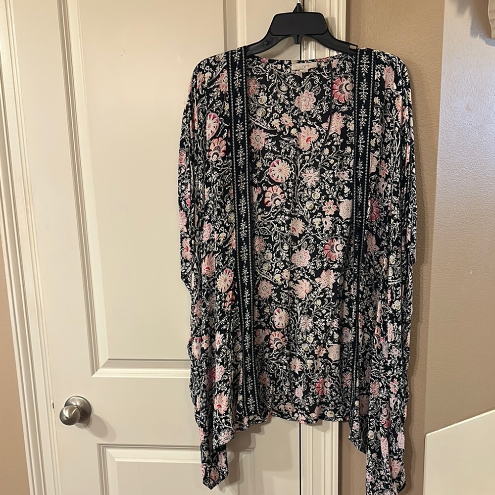 Floral Black and Pink Kimono Cardigan